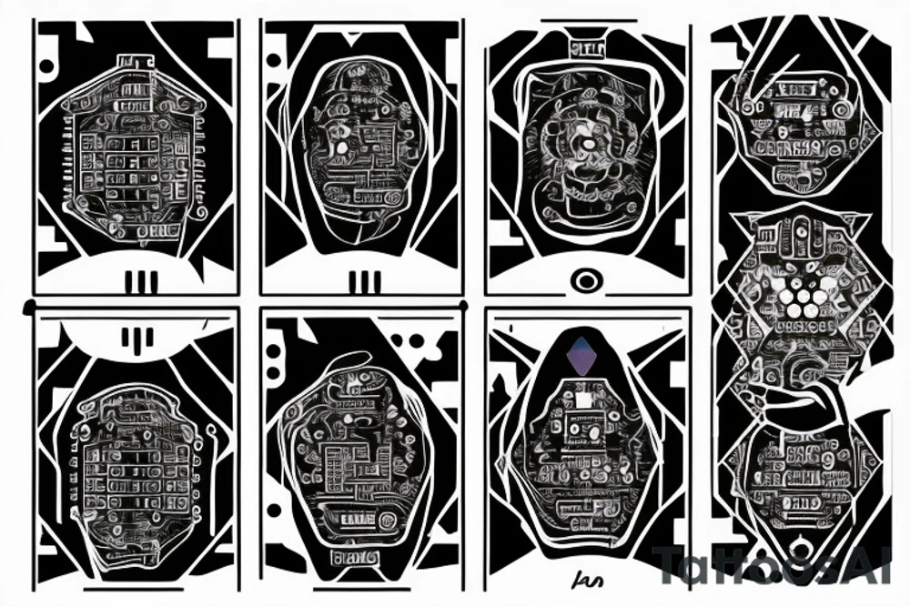 the divine Ai computer chip at the centre of psychedelic hand with binary code on it tattoo idea the divine Ai computer chip at the centre of psychedelic hand with binary code on it tattoo idea