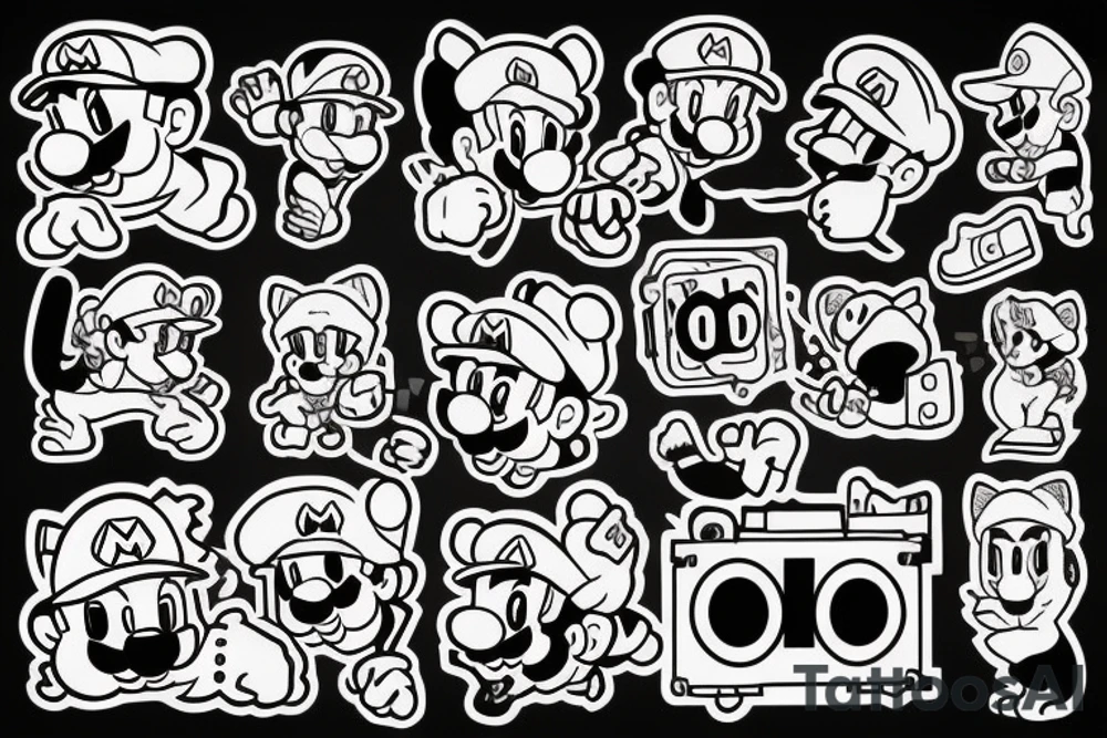 mario with cat tattoo idea