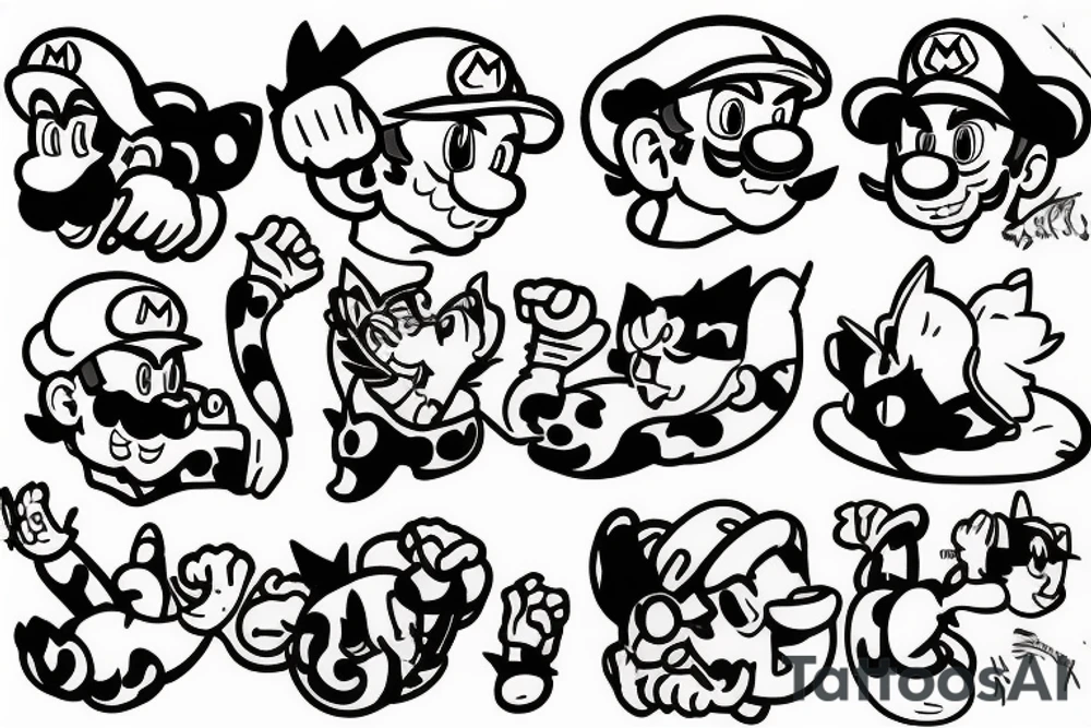 mario with cat tattoo idea