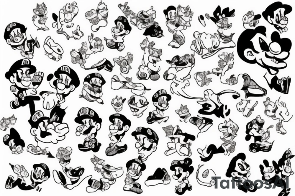 mario with cat tattoo idea