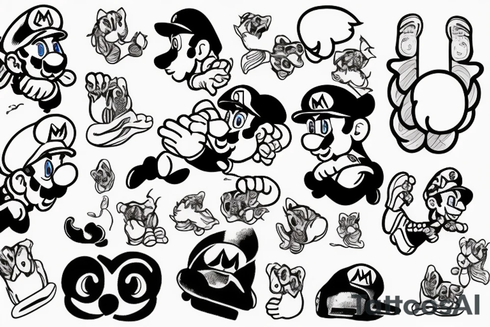 mario with cat tattoo idea