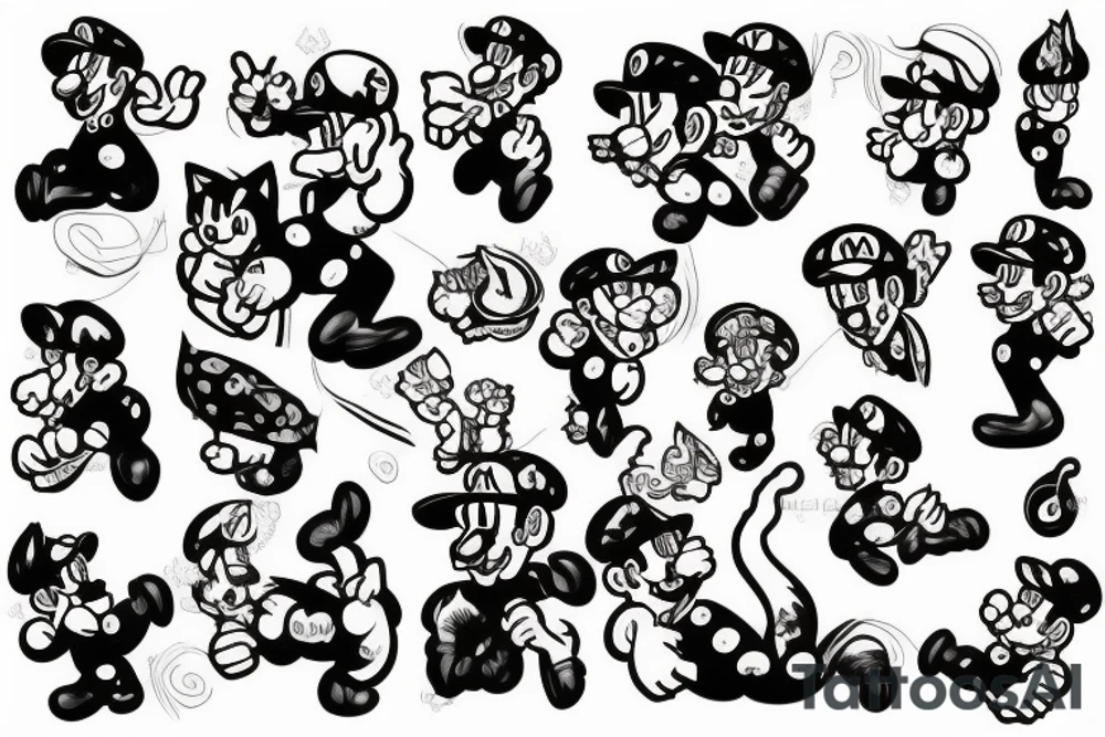 mario with cat tattoo idea