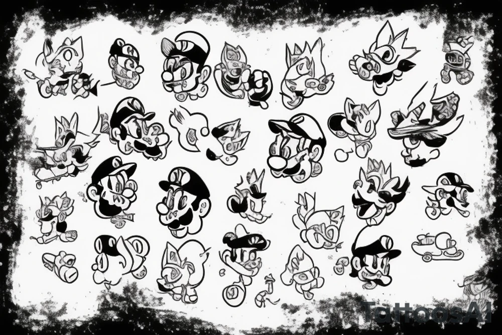 mario with cat tattoo idea