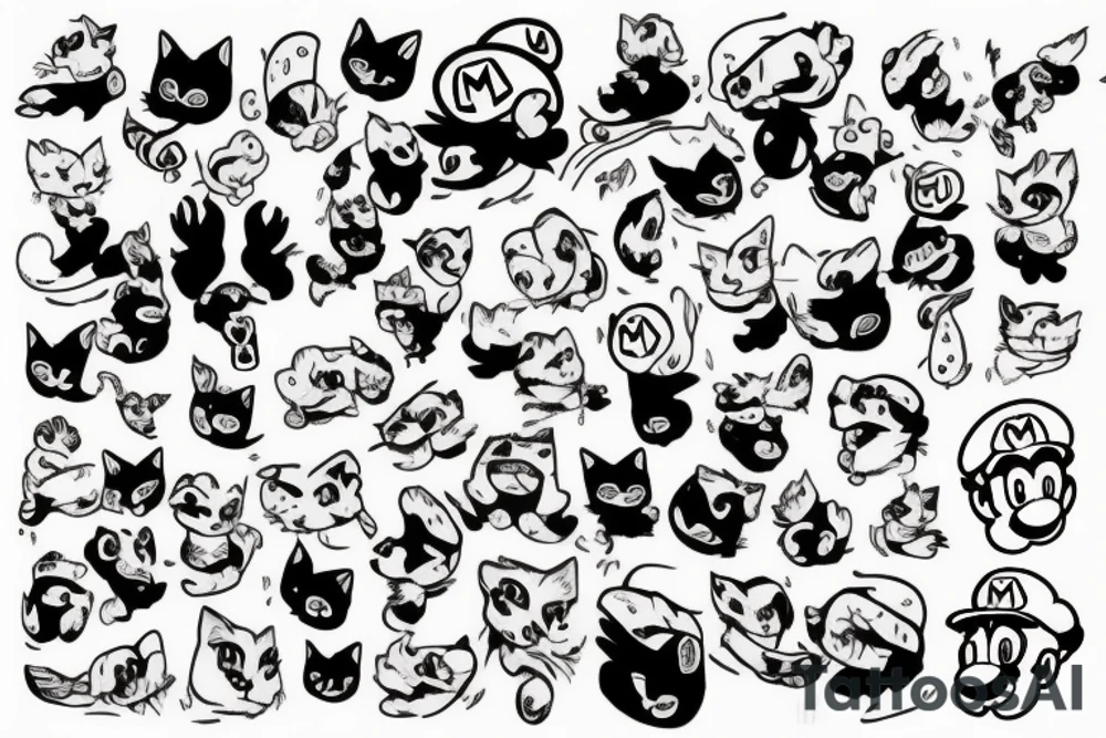 mario with cat tattoo idea