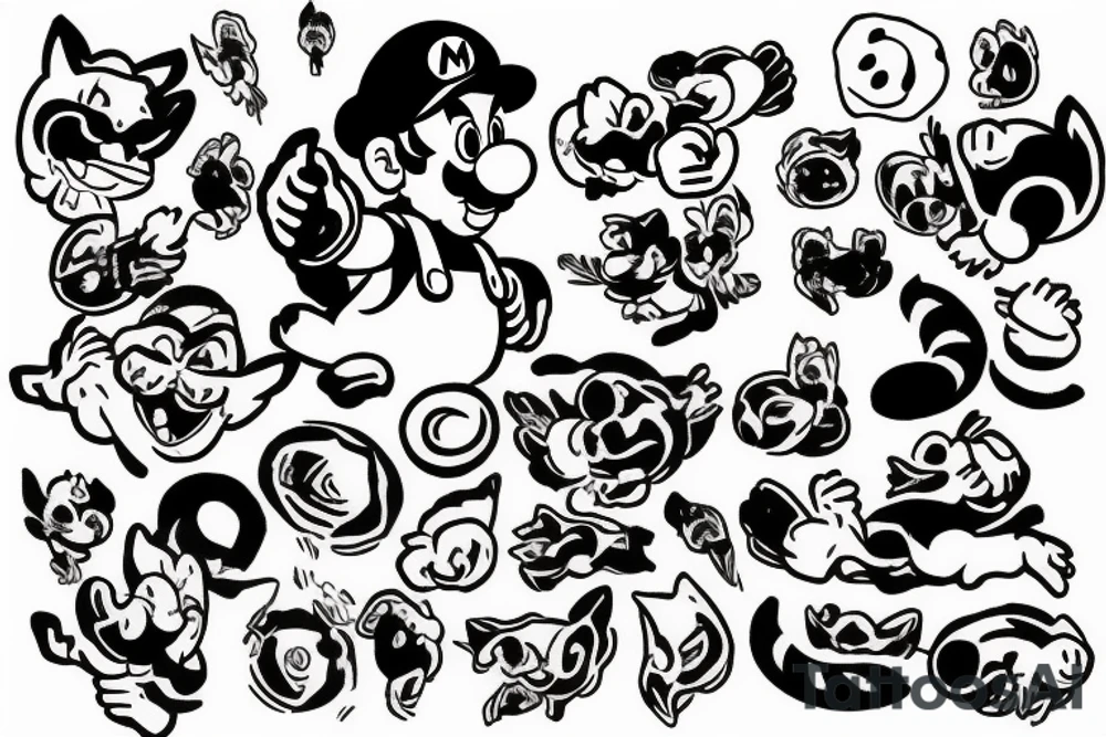 mario with cat tattoo idea