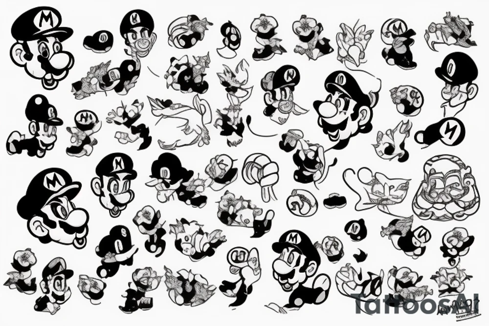 mario with cat tattoo idea