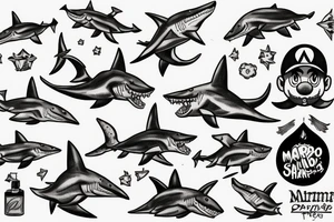 mario riding shark tattoo idea