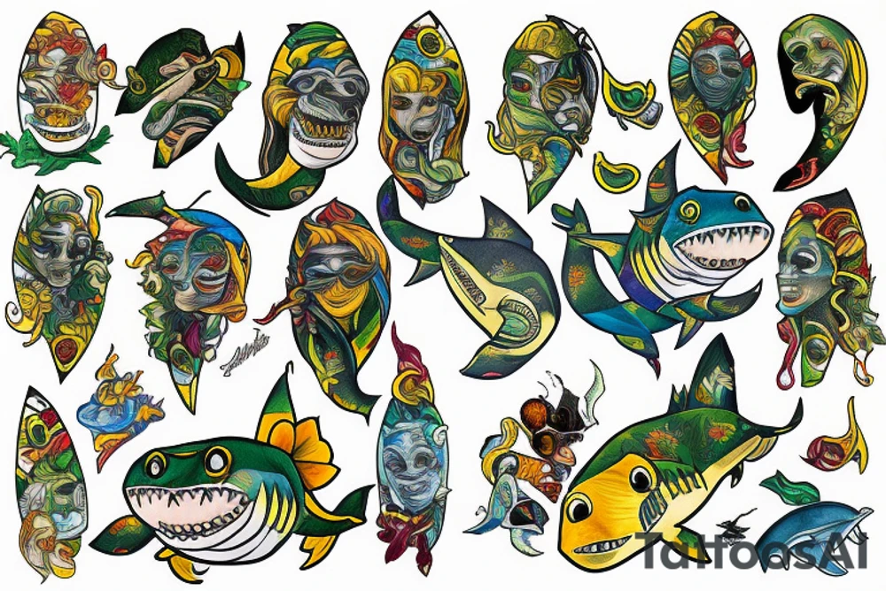 rasta shark tattoo idea