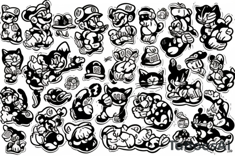 mario with cat tattoo idea