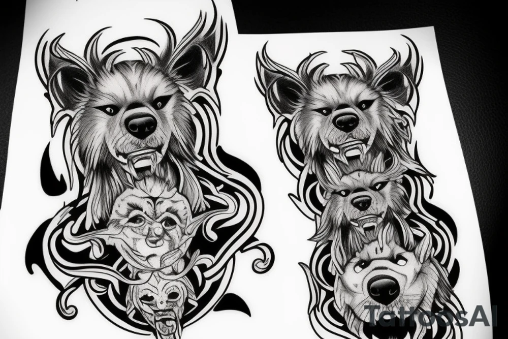 Cerberus with 3 heads tattoo idea