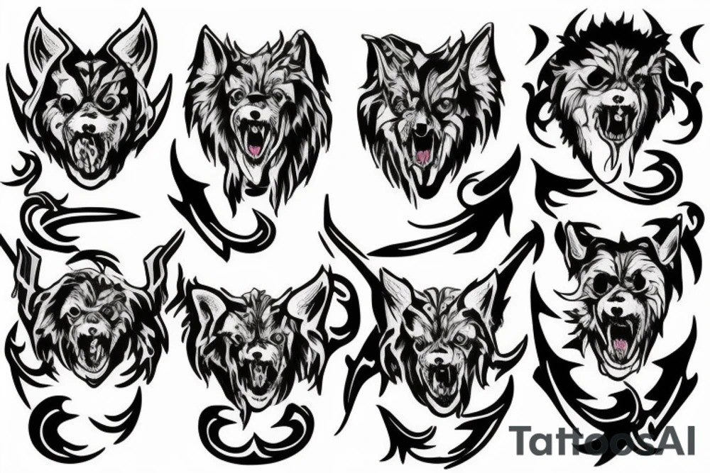 Cerberus with 3 heads tattoo idea