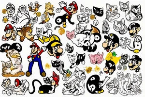 mario with cat tattoo idea