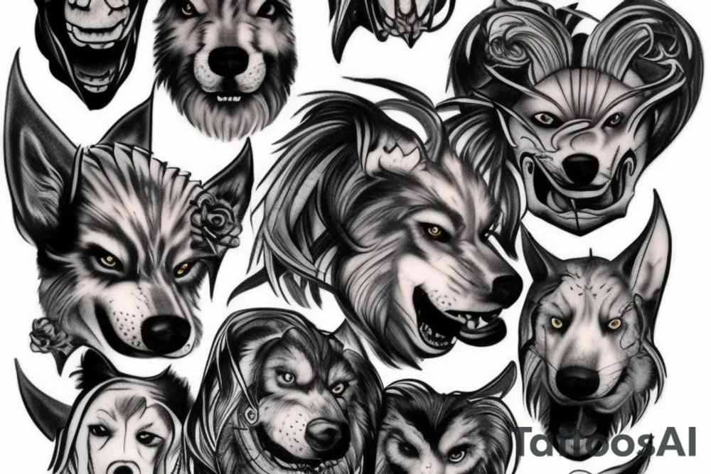 Cerberus with 3 heads tattoo idea