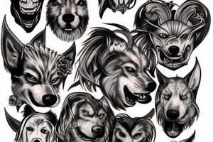 Cerberus with 3 heads tattoo idea