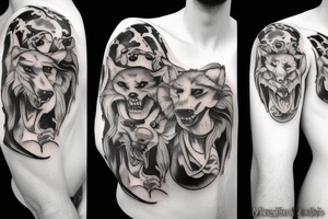 Cerberus with 3 heads tattoo idea