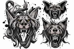 Cerberus with 3 heads tattoo idea