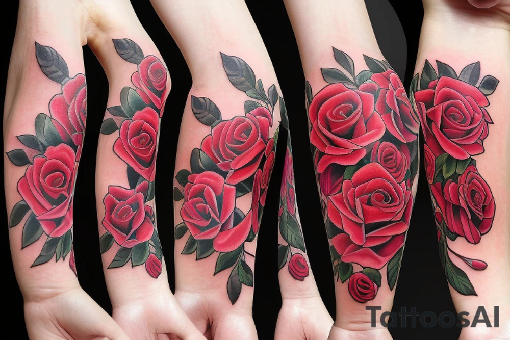 3 dobermans with roses tattoo idea