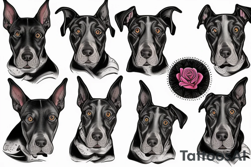 3 dobermans with roses tattoo idea