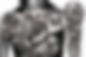 3 dobermans with roses on the chest tattoo idea