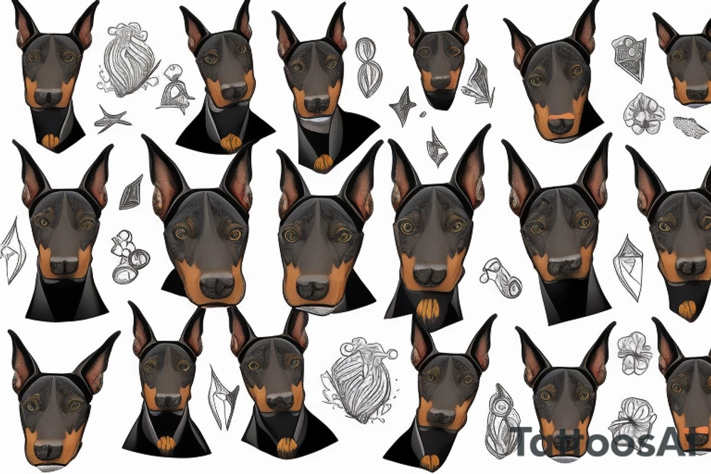 doberman looking straight ahead tattoo idea