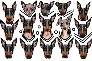 doberman looks straight ahead and grins tattoo idea