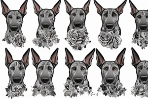 doberman looking straight ahead and grinning tattoo idea