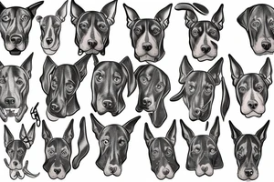 doberman looking straight ahead and grinning tattoo idea