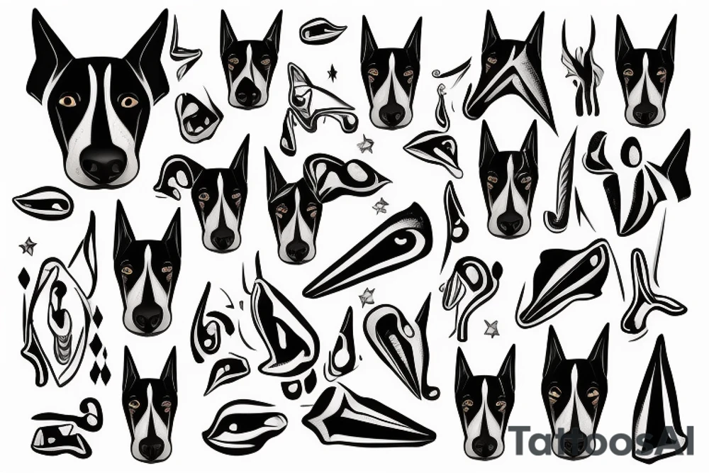 doberman looking straight and clearly teeth tattoo idea