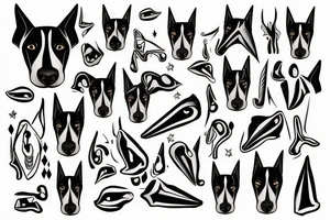doberman looking straight and clearly teeth tattoo idea