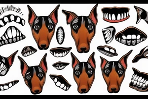 doberman looking straight and clearly teeth tattoo idea
