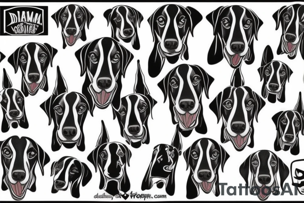 doberman looking straight and clearly teeth tattoo idea