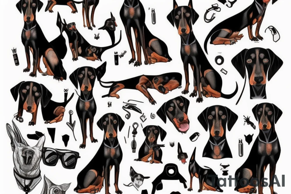 doberman looks straight and you can see the fangs tattoo idea