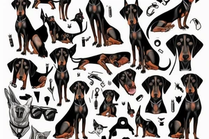 doberman looks straight and you can see the fangs tattoo idea