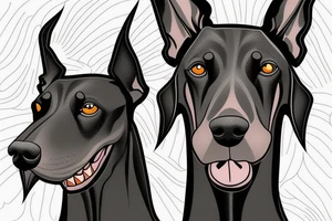 scary doberman looks straight and you can see the fangs tattoo idea
