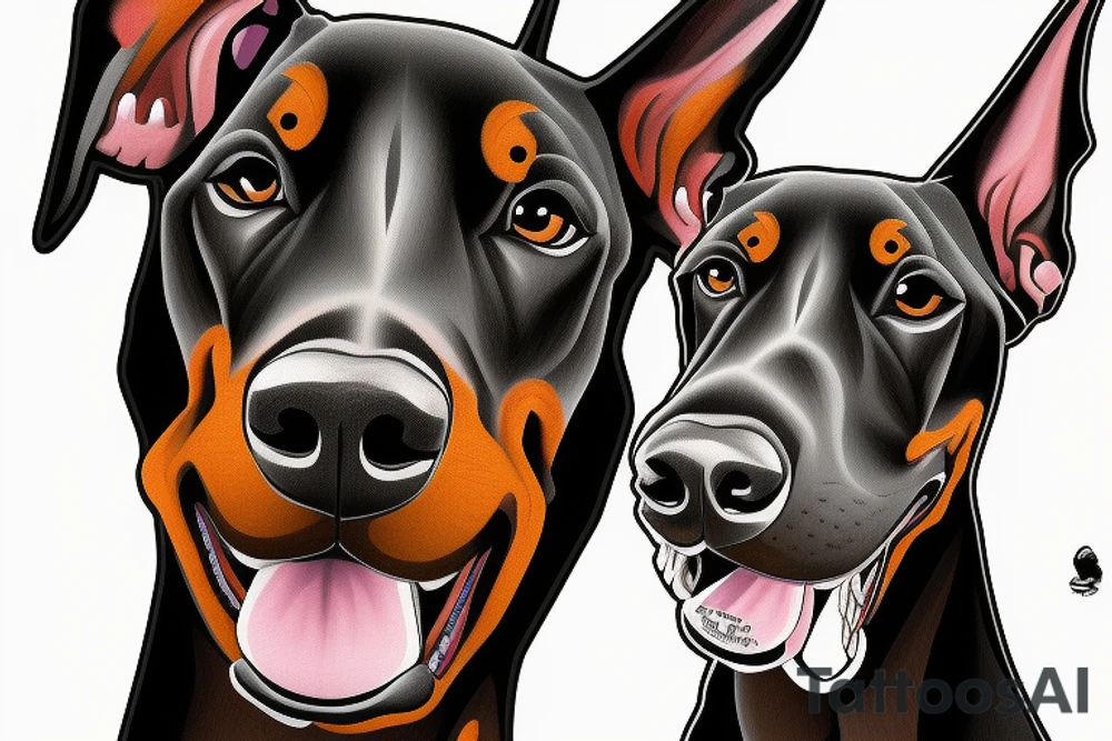 scary doberman looks straight and you can see the fangs tattoo idea