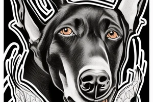 scary doberman looks straight and you can see the fangs tattoo idea