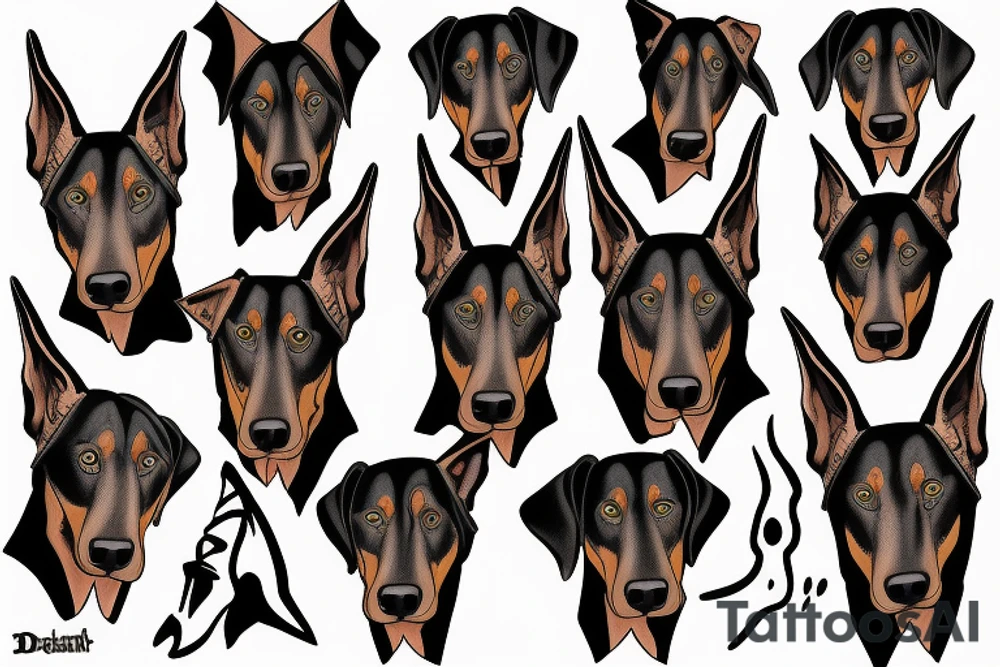 scary doberman looks straight tattoo idea
