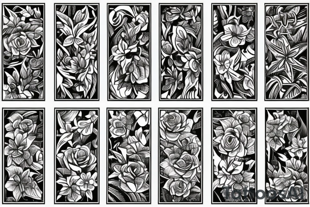 large tattoo including stargazer lilies, and large hops flowers, hops leaves, and roses tattoo idea