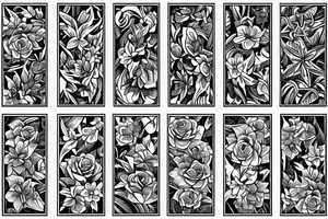 large tattoo including stargazer lilies, and large hops flowers, hops leaves, and roses tattoo idea