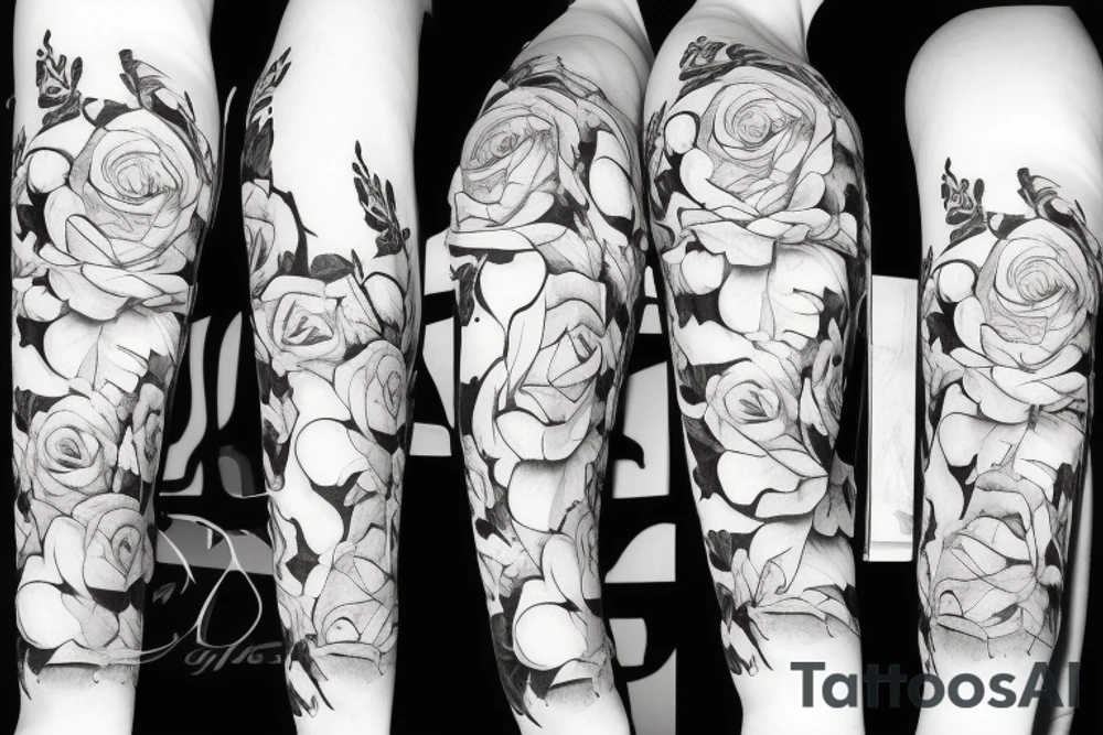 roses and stargazer lilies tattoo idea