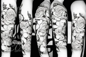 roses and stargazer lilies tattoo idea