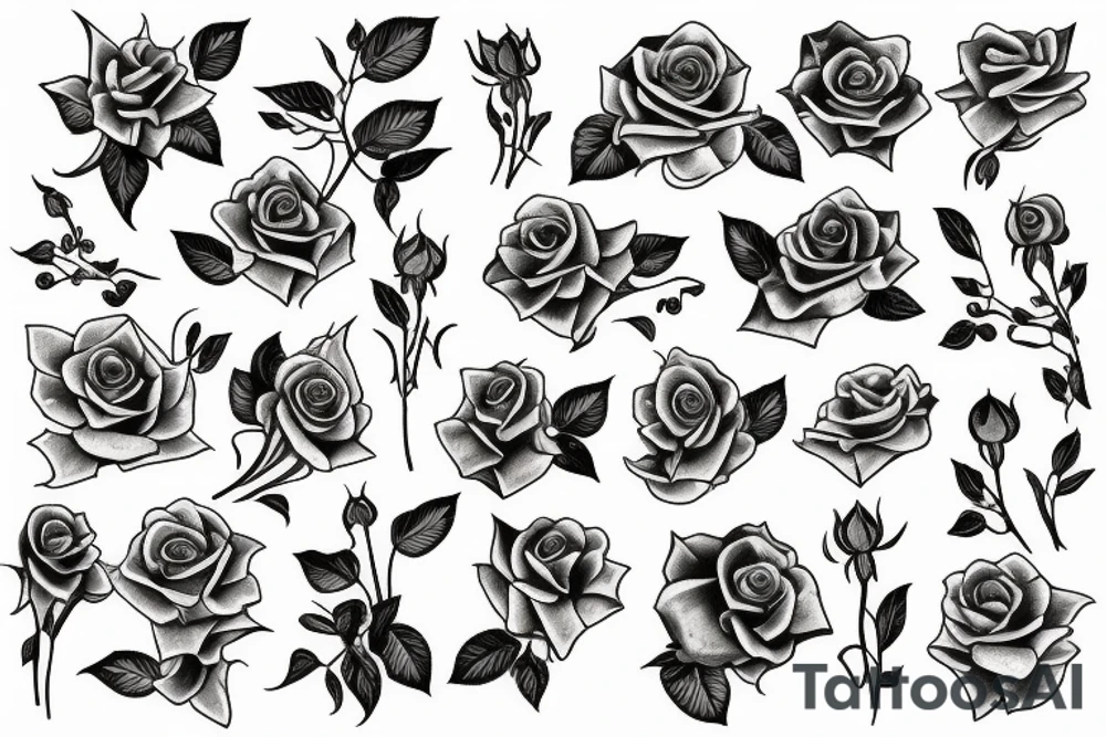 roses and stargazer lilies tattoo idea