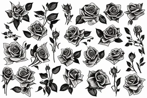 roses and stargazer lilies tattoo idea