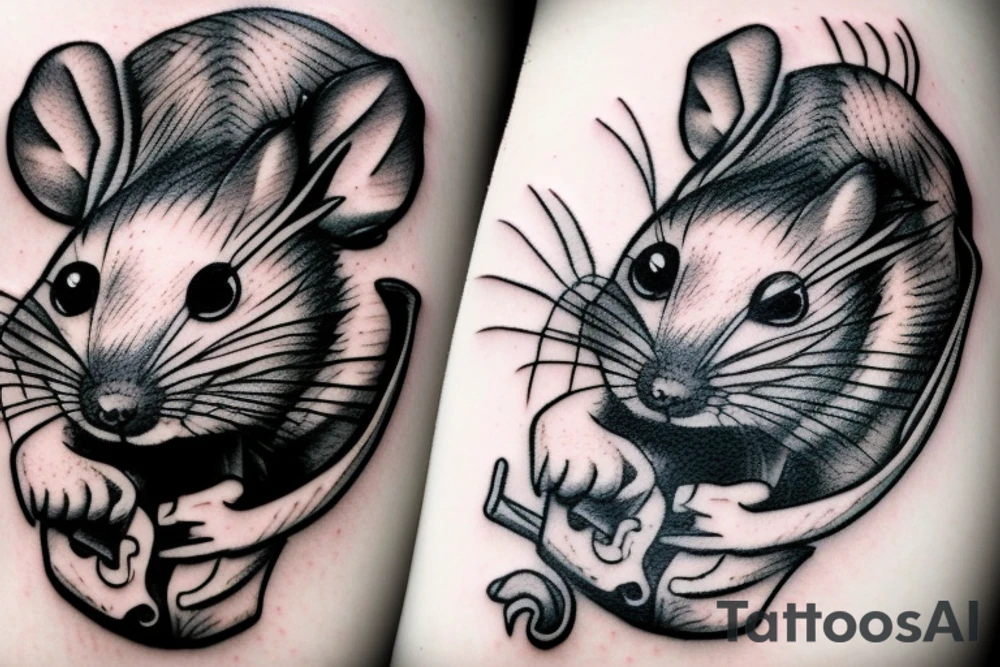 Rat with gun tattoo idea