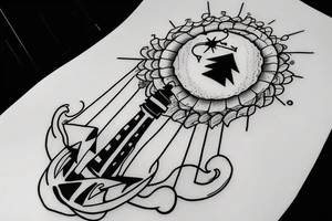 A Lighthouse in the clouds with an anchor by the front door. tattoo idea