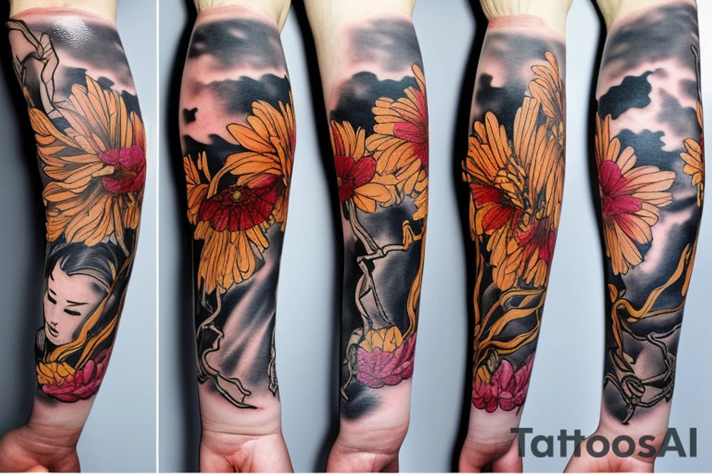 A bottle of whiskey wrapped in various flowers tattoo idea A bottle of whiskey wrapped in various flowers tattoo idea