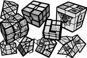 A rubix cube and a dice combined tattoo idea