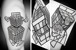 A rubix cube and a dice combined tattoo idea