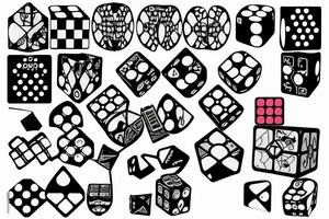 A rubix cube and a dice combined tattoo idea