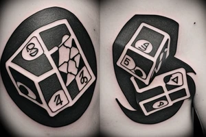 A rubix cube and a dice combined tattoo idea